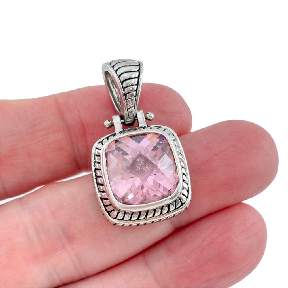 Vintage Sterling Silver 925 Pink Glass Pendant